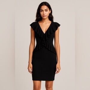 Bailey 44 Black Ruffle Bodycon Dress - Size Small NWT